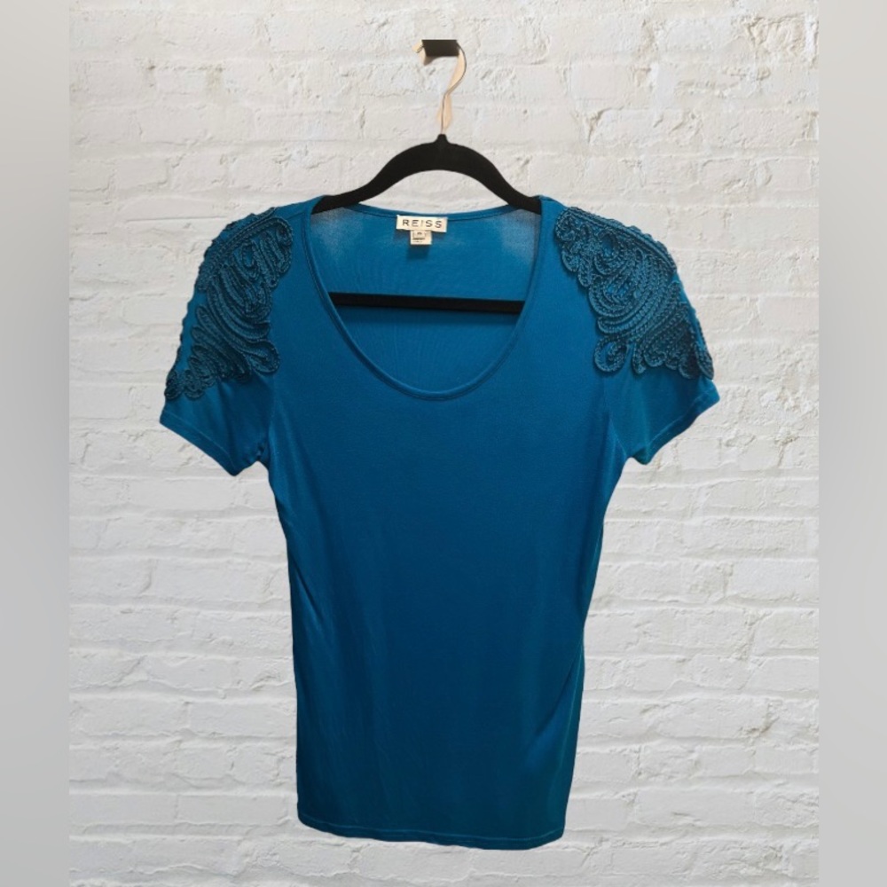 REISS Vintage Teal Top, Size XS
